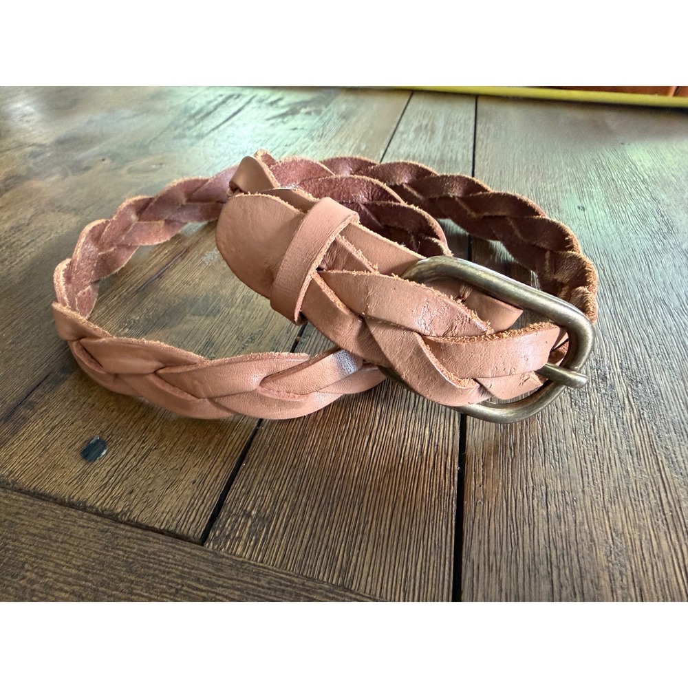 Gap Woven Braid Belt Natural Tan Large Leather Casual Boho S 178598-03
